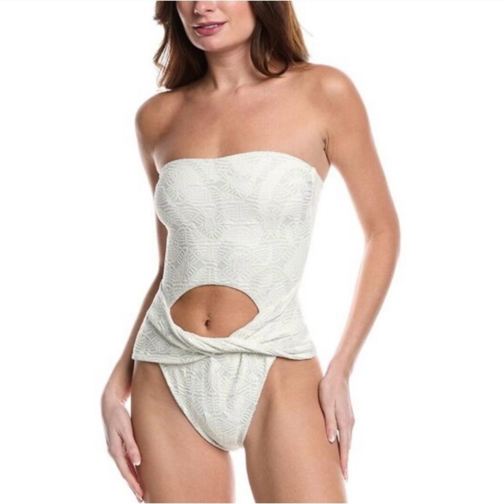 DEVON WINDSOR White Strapless Cutout Swimsuit